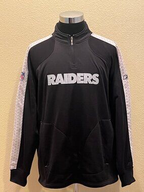 Reebok NFL Las Vegas Raiders 1/4 Zip Pullover Jacket Mens Size M Black